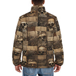 Down-Padded Puffer Jacket Wooden Skulls Mosaic Wall