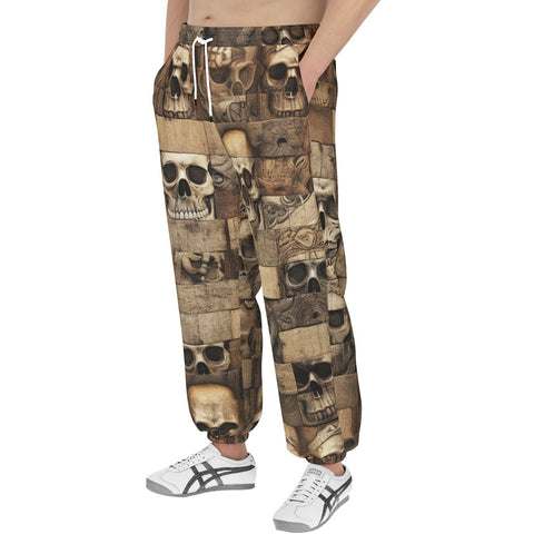 Men's Sweatpants Wooden Skulls Mosaic Wall