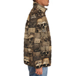 Down-Padded Puffer Jacket Wooden Skulls Mosaic Wall