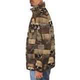 Down-Padded Puffer Jacket Wooden Skulls Mosaic Wall