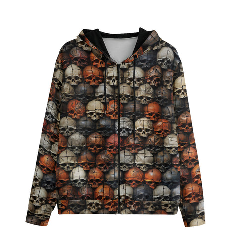 Men's Zip Up Hoodie Skulls Collage