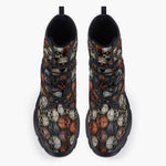Casual Leather Chunky Boots Skulls Collage
