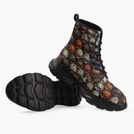 Casual Leather Chunky Boots Skulls Collage