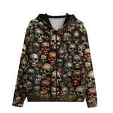 Men's Zip Up Hoodie Colorful Skulls Wall Art