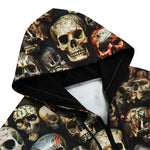 Men's Zip Up Hoodie Colorful Skulls Wall Art