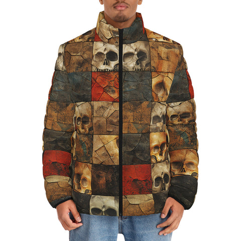 Down-Padded Puffer Jacket Broken Skulls Mosaic