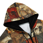 Men's Zip Up Hoodie Broken Skulls Mosaic