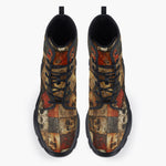 Casual Leather Chunky Boots Broken Skulls Mosaic