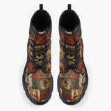 Casual Leather Chunky Boots Broken Skulls Mosaic