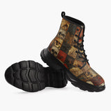 Casual Leather Chunky Boots Broken Skulls Mosaic