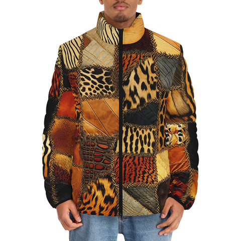 Down-Padded Puffer Jacket Safari Patchwork