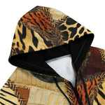 Men's Zip Up Hoodie Safari Patchwork