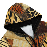 Men's Zip Up Hoodie Safari Patchwork