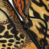 Men's Zip Up Hoodie Safari Patchwork