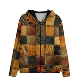 Men's Zip Up Hoodie African Animals Skin Patchwork