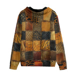 Men's Zip Up Hoodie African Animals Skin Patchwork