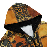 Men's Zip Up Hoodie African Animals Skin Patchwork