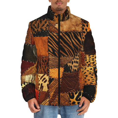Down-Padded Puffer Jacket African Art Patchwork