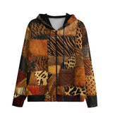 Men's Zip Up Hoodie African Art Patchwork