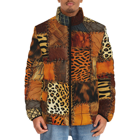 Down-Padded Puffer Jacket Safari Grunge Patchwork