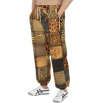 Men's Sweatpants Animal Carved Wood Blocks