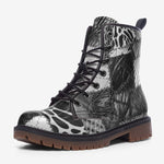 Leather Boots Black and White Safari Patchwork