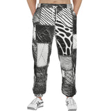 Men's Sweatpants Black and White Safari Patchwork