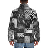 Down-Padded Puffer Jacket Black and White Safari Patchwork
