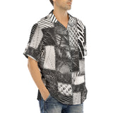 Hawaiian Shirt Black and White Safari Patchwork