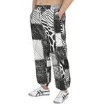 Men's Sweatpants Black and White Safari Patchwork