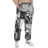 Men's Sweatpants Black and White Safari Patchwork