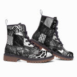 Leather Boots Black and White Safari Patchwork