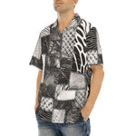 Hawaiian Shirt Black and White Safari Patchwork