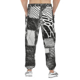 Men's Sweatpants Black and White Safari Patchwork