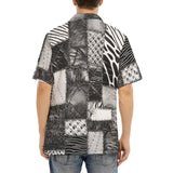 Hawaiian Shirt Black and White Safari Patchwork