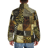 Down-Padded Puffer Jacket African Art Leather Patchwork