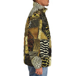 Down-Padded Puffer Jacket African Art Leather Patchwork