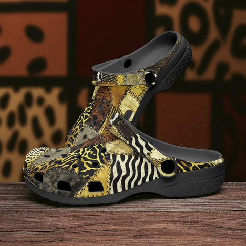 Classic Clogs African Art Leather Patchwork
