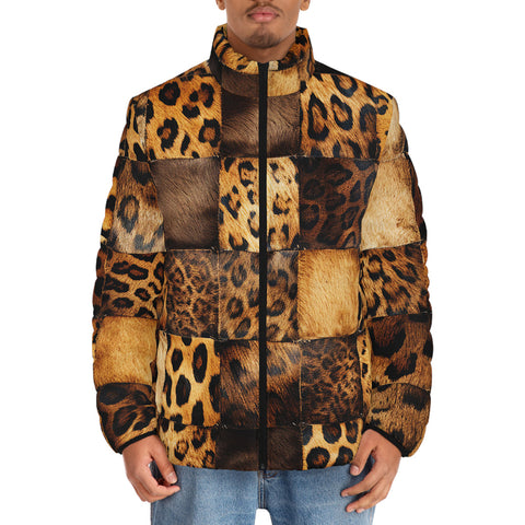 Down-Padded Puffer Jacket Leopard Patchwork