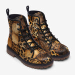 Leather Boots Leopard Patchwork