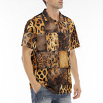 Men's Polo Shirt Leopard Patchwork