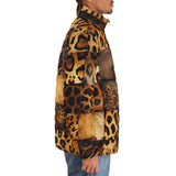 Down-Padded Puffer Jacket Leopard Patchwork