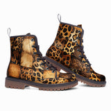 Leather Boots Leopard Patchwork