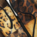 Men's Zip Up Hoodie Leopard Patchwork