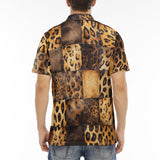 Men's Polo Shirt Leopard Patchwork