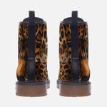 Leather Boots Leopard Patchwork