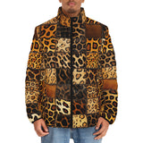Down-Padded Puffer Jacket Leopard Fur Grid