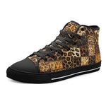 High-Top Canvas Shoes Leopard Fur Grid