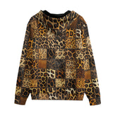 Men's Zip Up Hoodie Leopard Fur Grid