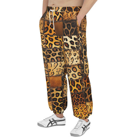 Men's Sweatpants Leopard Fur Grid